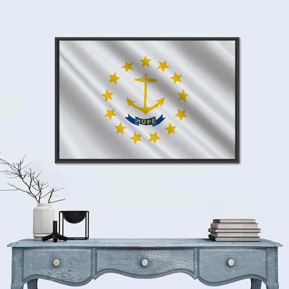 Rhode Island State Flag Wall Art in a room, landscape