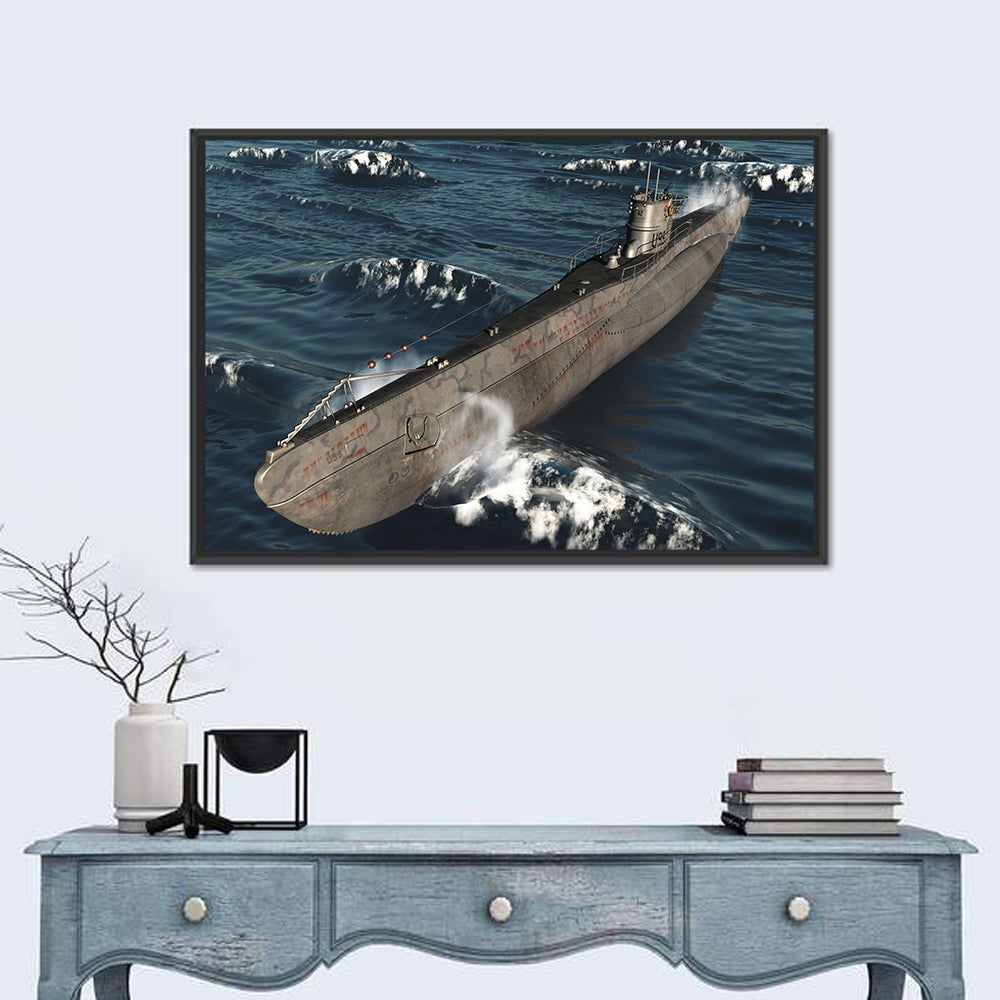 U-99 German Submarine at Sea Wall Art in a room, landscape