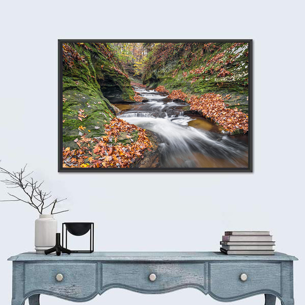 Warren County Autumn Cascades Wall Art in a room, landscape