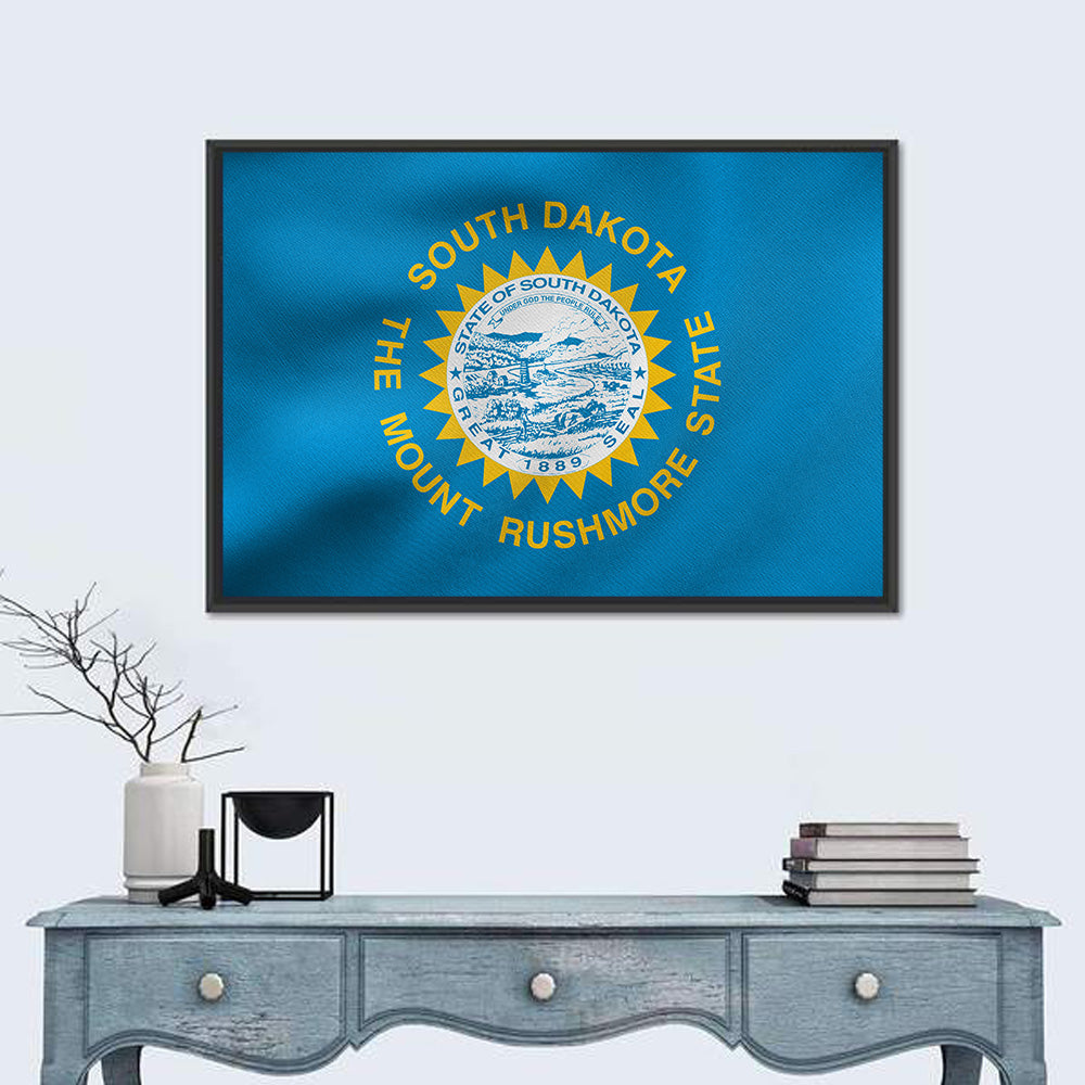 South Dakota State Flag Wall Art in a room, landscape