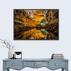Glowing Green Cave Reflection Wall Art