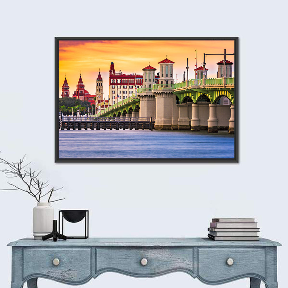 Saint Augustine Bridge of Lions at Dusk Wall Art in a room, landscape