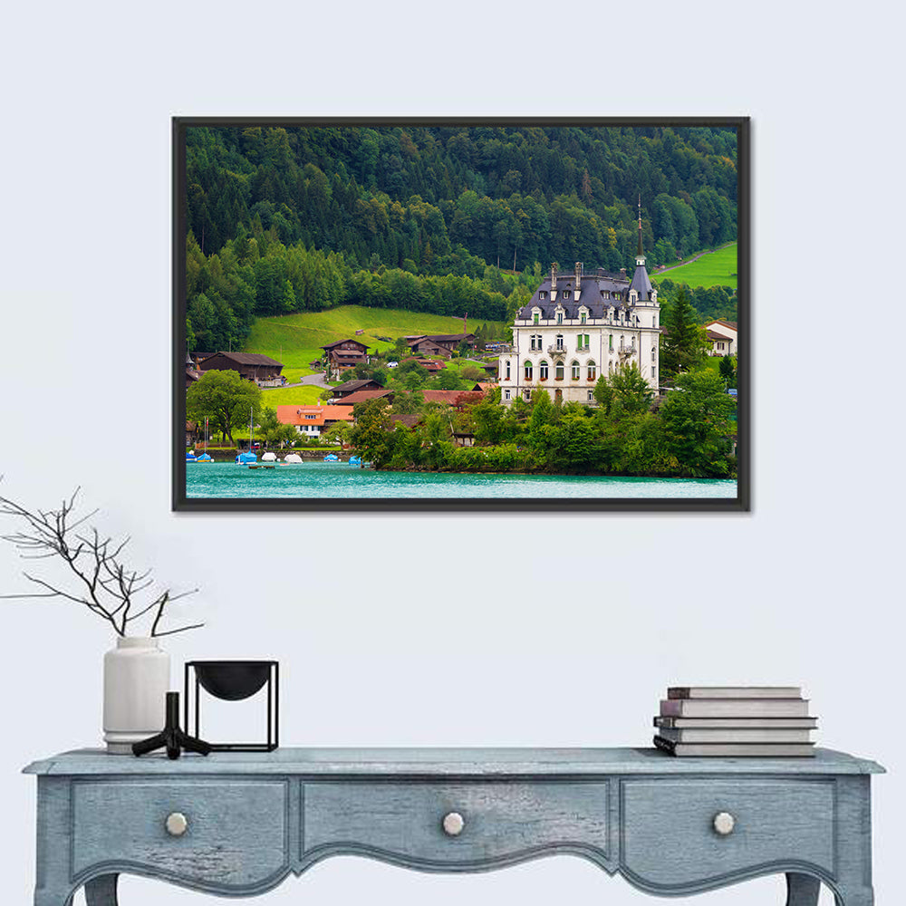 Mansion on Lake Brienz Wall Art in a room, landscape