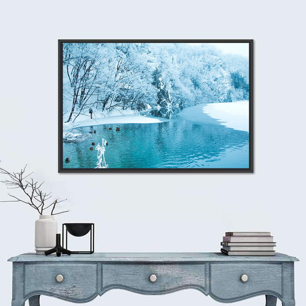 Frozen Lake In Plitvice Wall Art