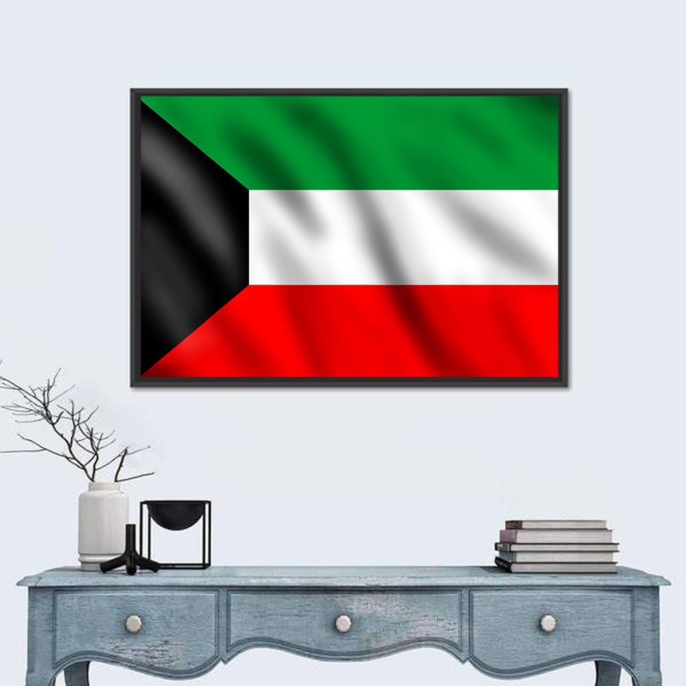 Flag of Kuwait Wall Art in a room, landscape