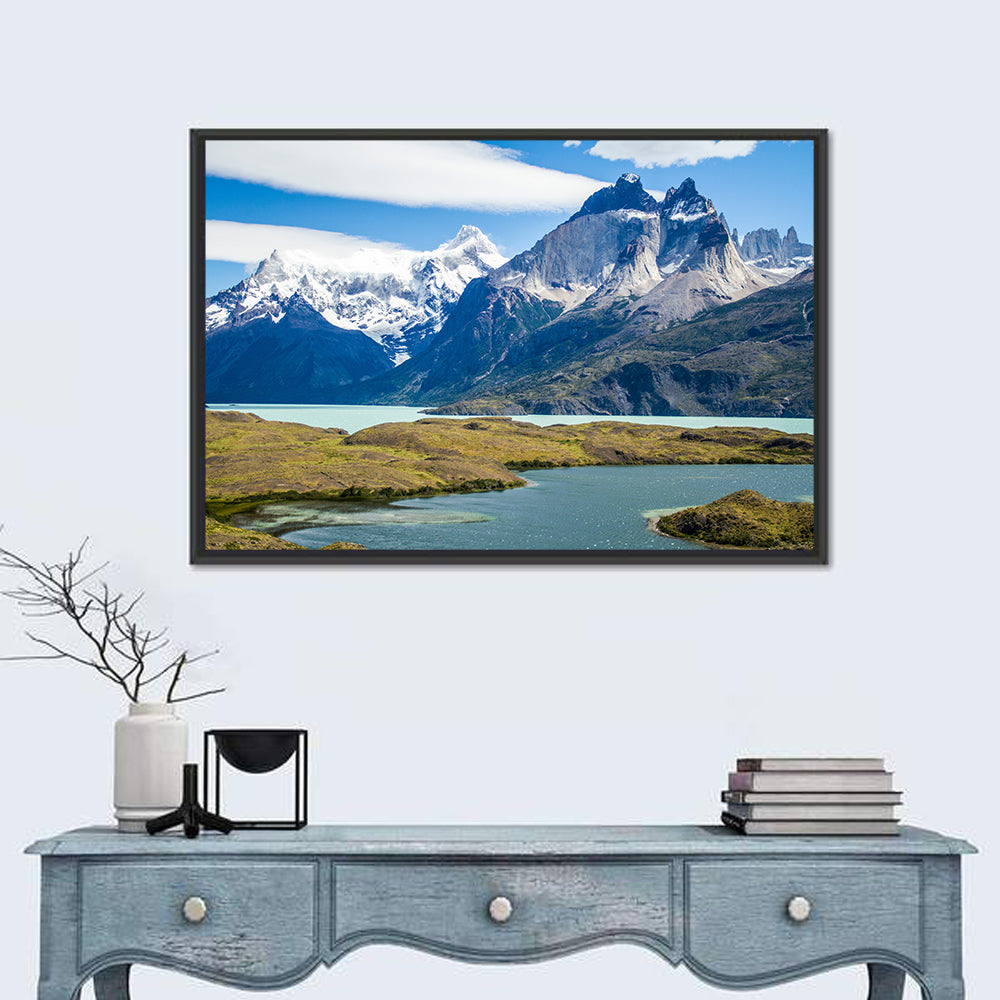Torres Del Paine Landscape Wall Art in a room, landscape