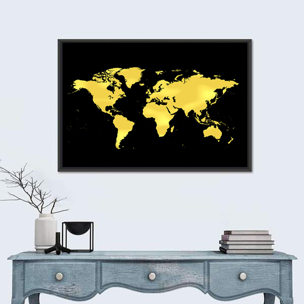 Metallic Gold World Map Wall Art