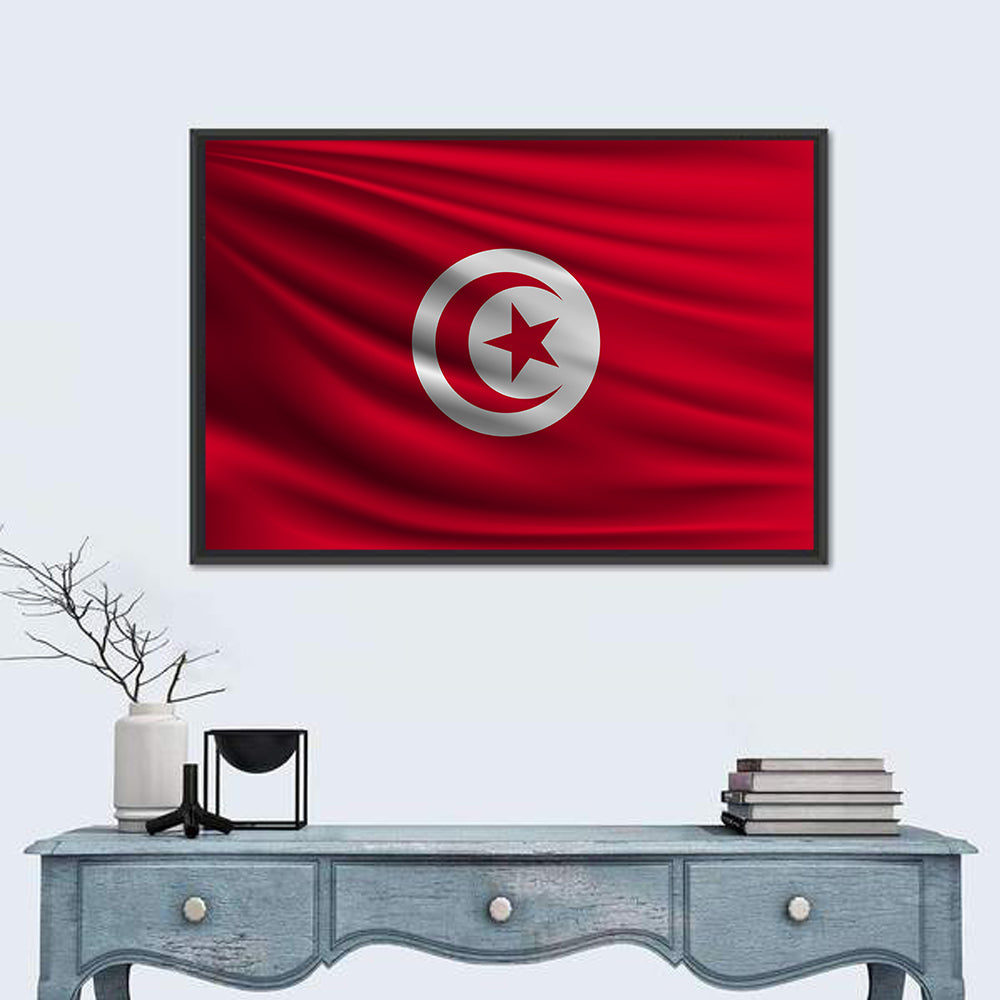 Tunisia Flag with Crescent and Star Wall Art