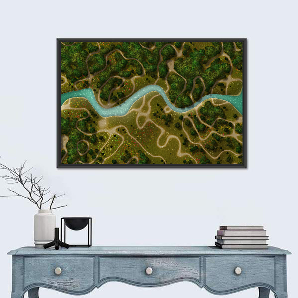 Birds-eye River Trail Wall Art in a room, landscape