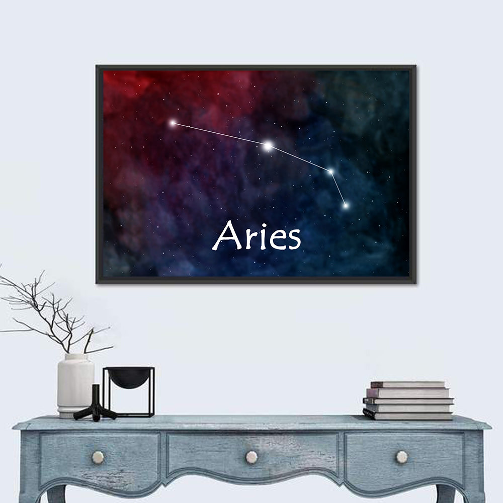 Aries Constellation Nebula Wall Art in a room, landscape