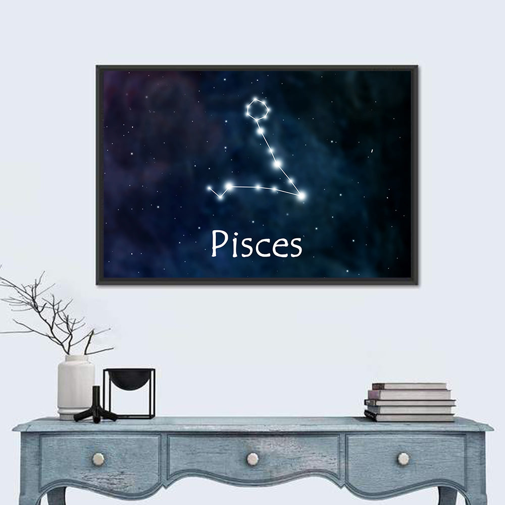 Pisces Constellation Wall Art in a room, landscape
