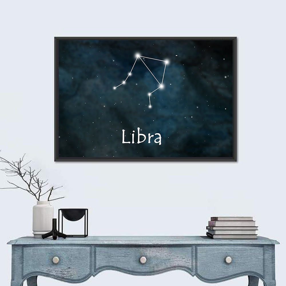 Libra Constellation Wall Art in a room, landscape