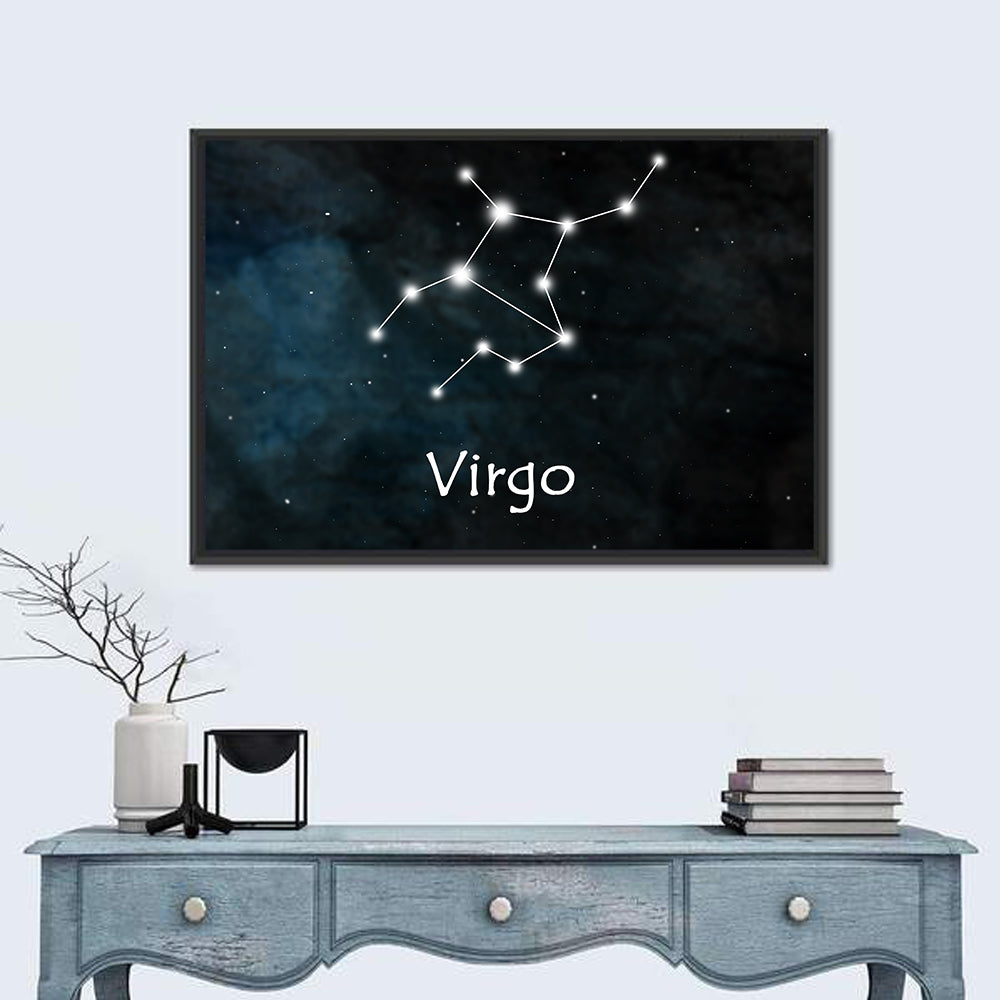Virgo Constellation Diagram Wall Art in a room, landscape