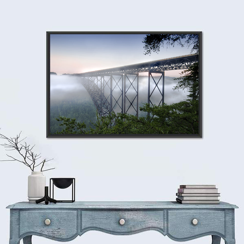 New River Gorge Bridge at Dusk Wall Art in a room, landscape