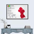 Guyana Low-poly Map Infographic Wall Art