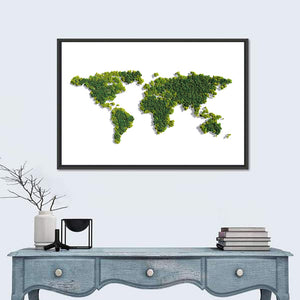 Green Trees World Map Wall Art