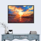 Golden Sunset Over Lake Wall Art