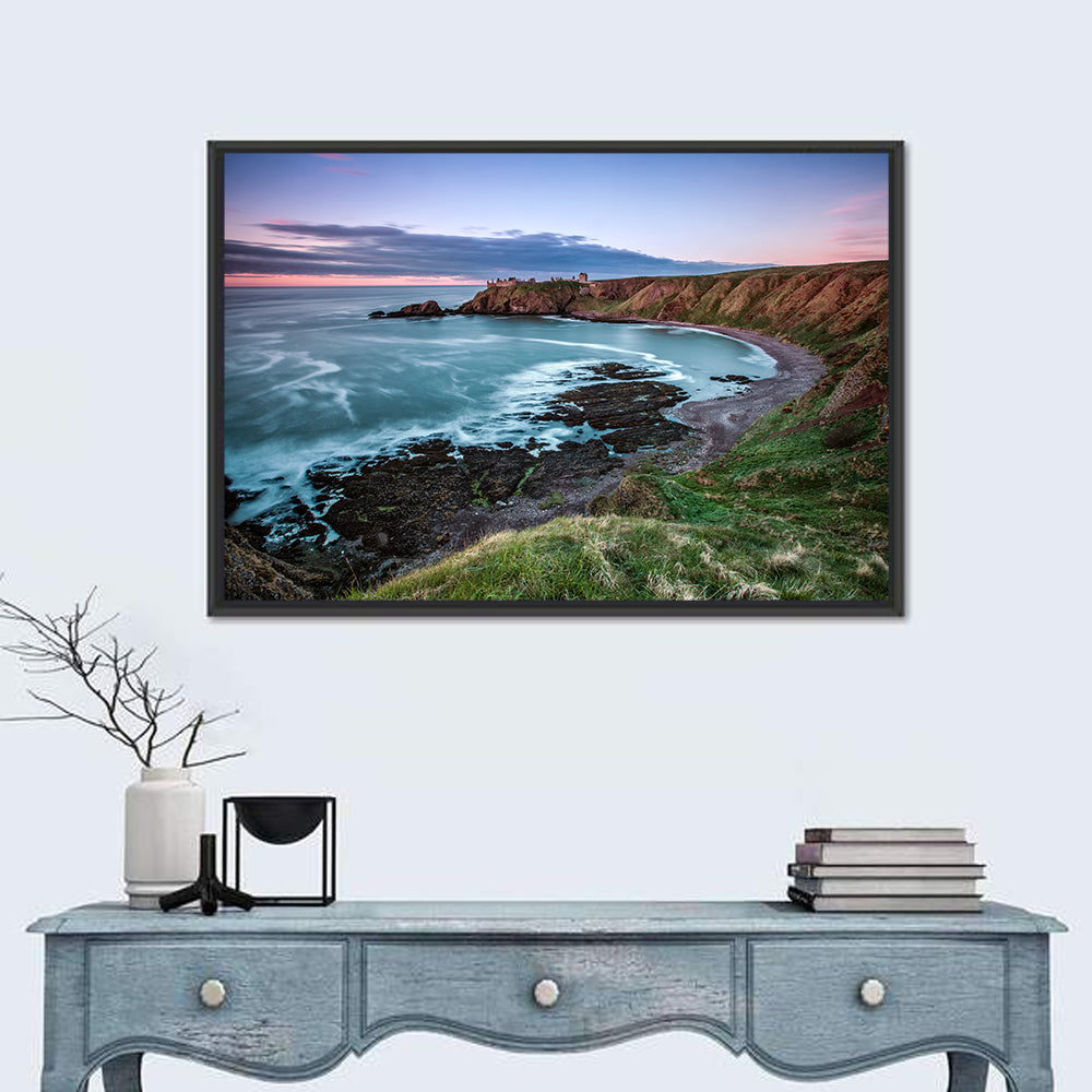 Dunnottar Castle on Stonehaven Cliffs Wall Art in a room, landscape