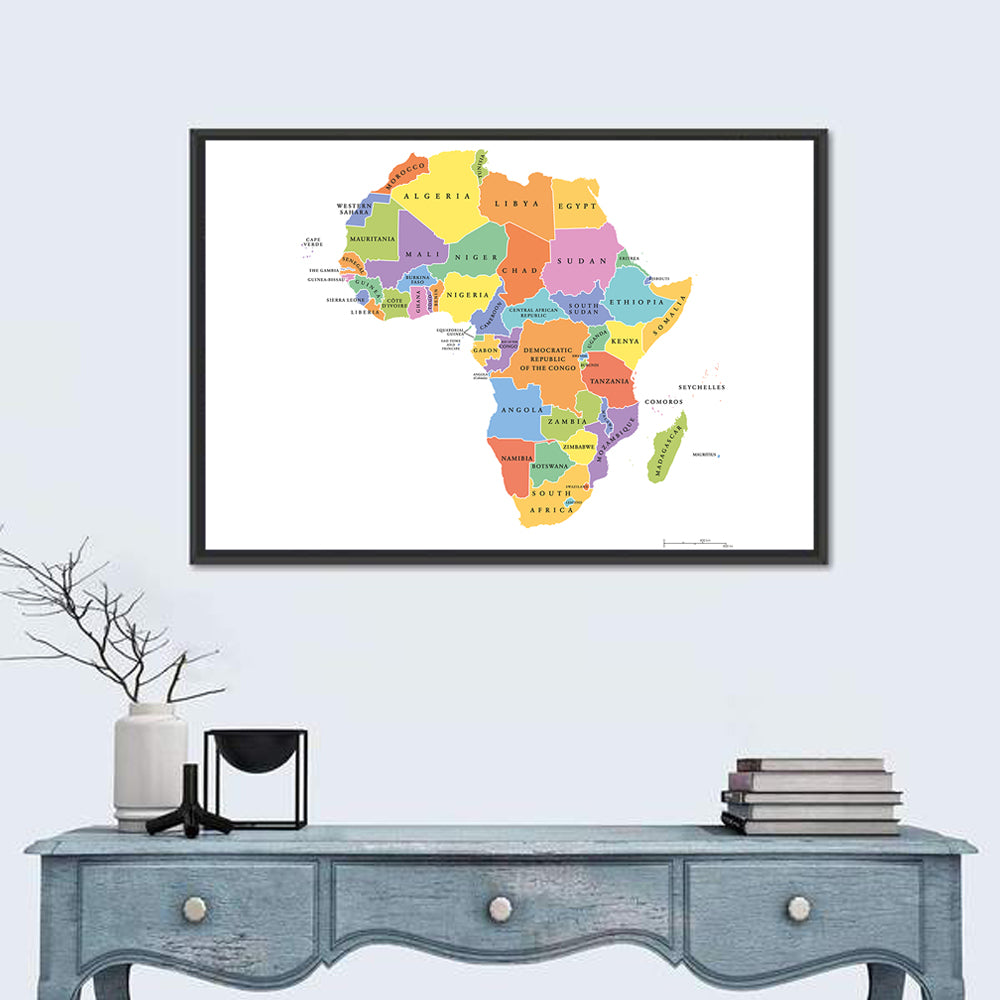 Colorful Africa Political Map Wall Art