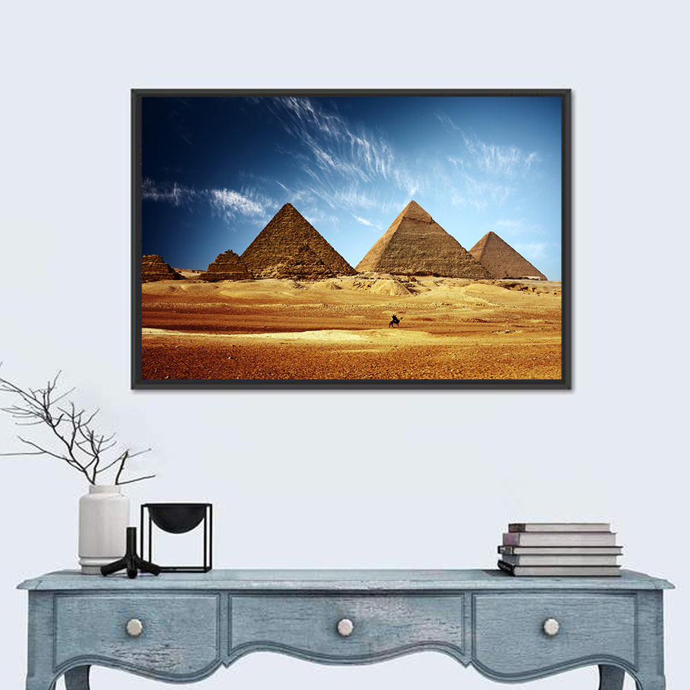 Giza Pyramids Valley View Wall Art in a room, landscape