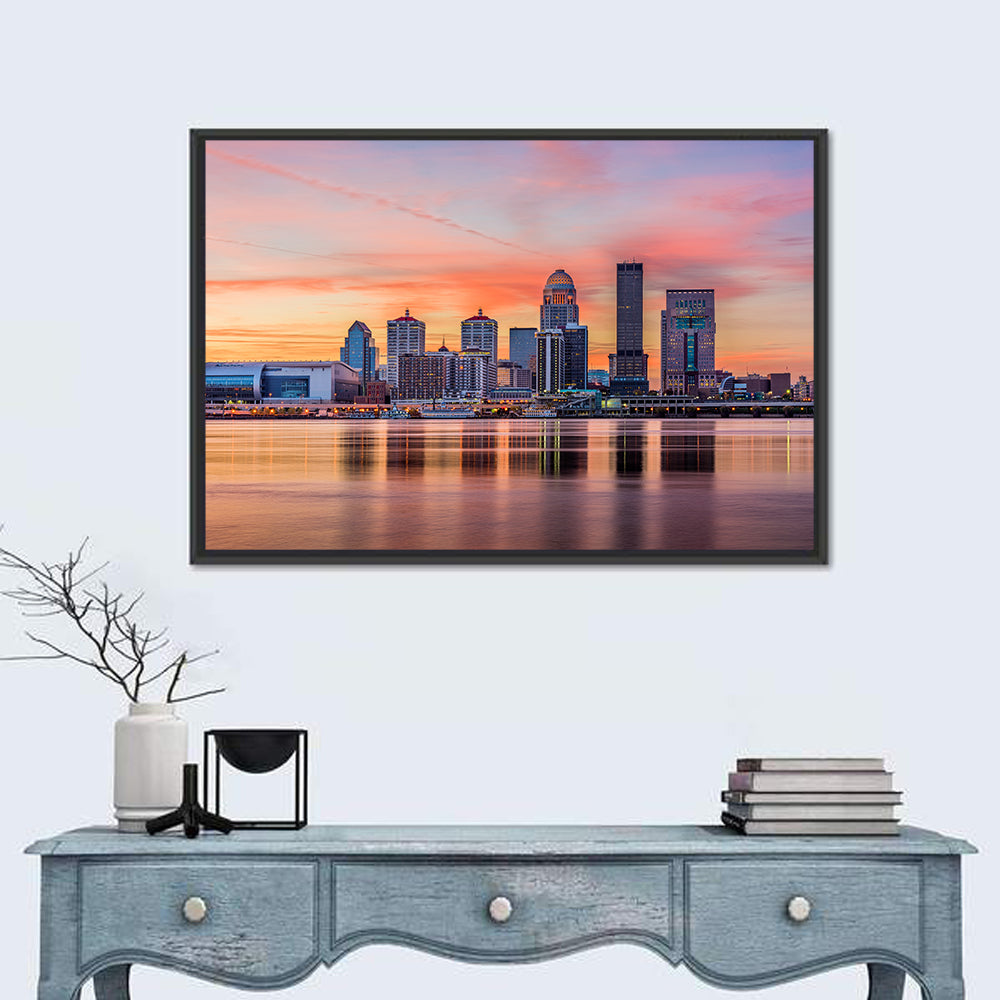 Louisville Skyline at Sunset Wall Art in a room, landscape