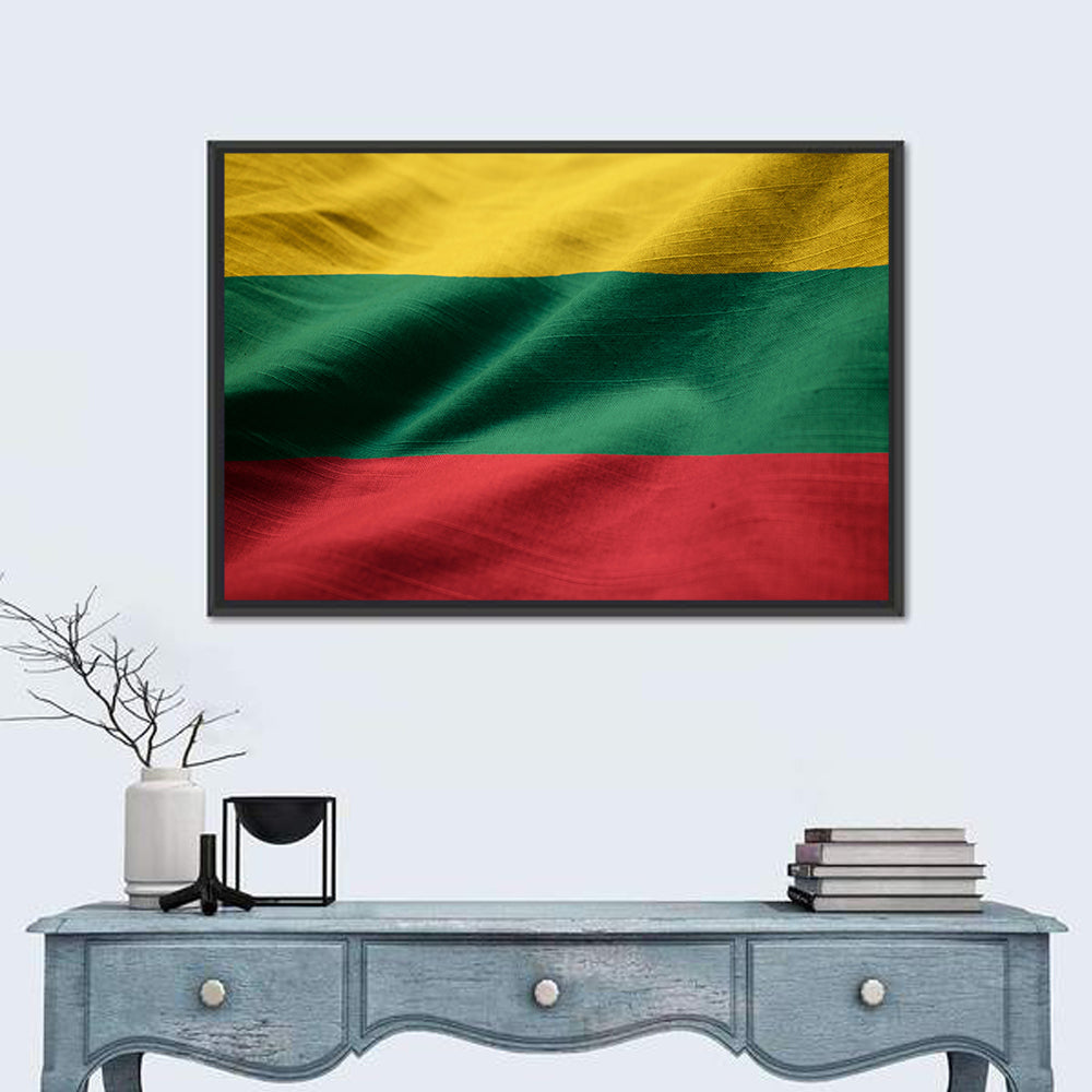 Lithuanian Flag Wall Art in a room, landscape