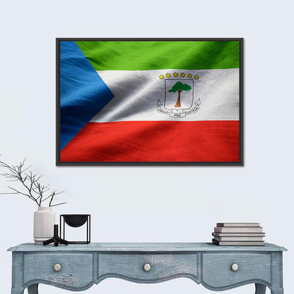 Equatorial Guinea Flag Wall Art in a room, landscape