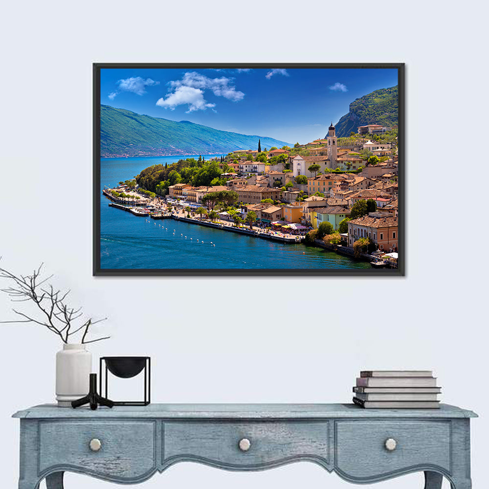 Limone Sul Garda Waterfront View Wall Art in a room, landscape