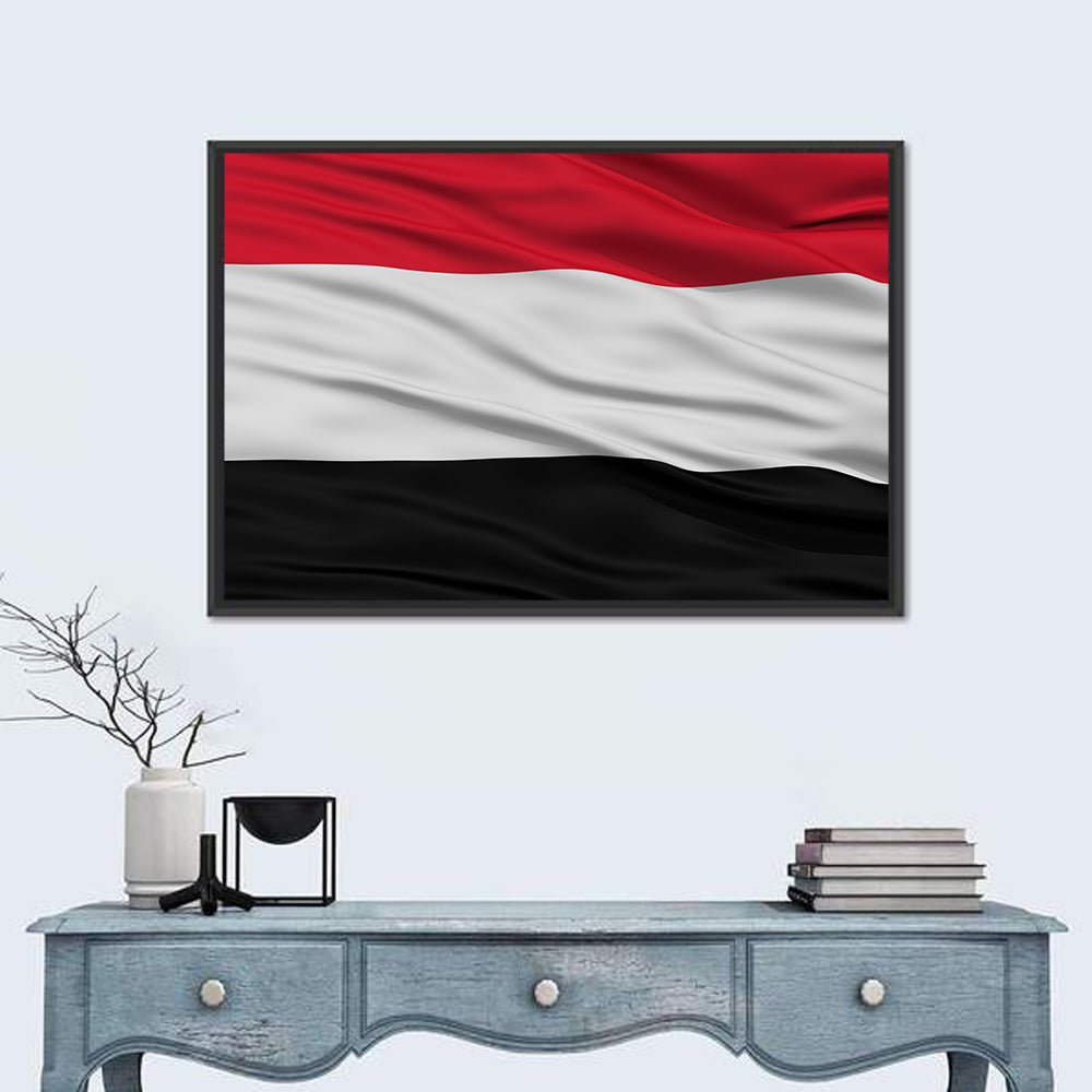 Flag of Yemen Wall Art in a room, landscape