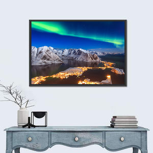 Aurora Borealis Over Reinebringen Mountain Ridge Wall Art