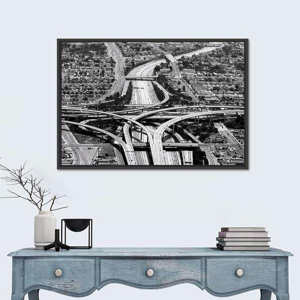 Monochrome La Airport Interchange Wall Art in a room, landscape