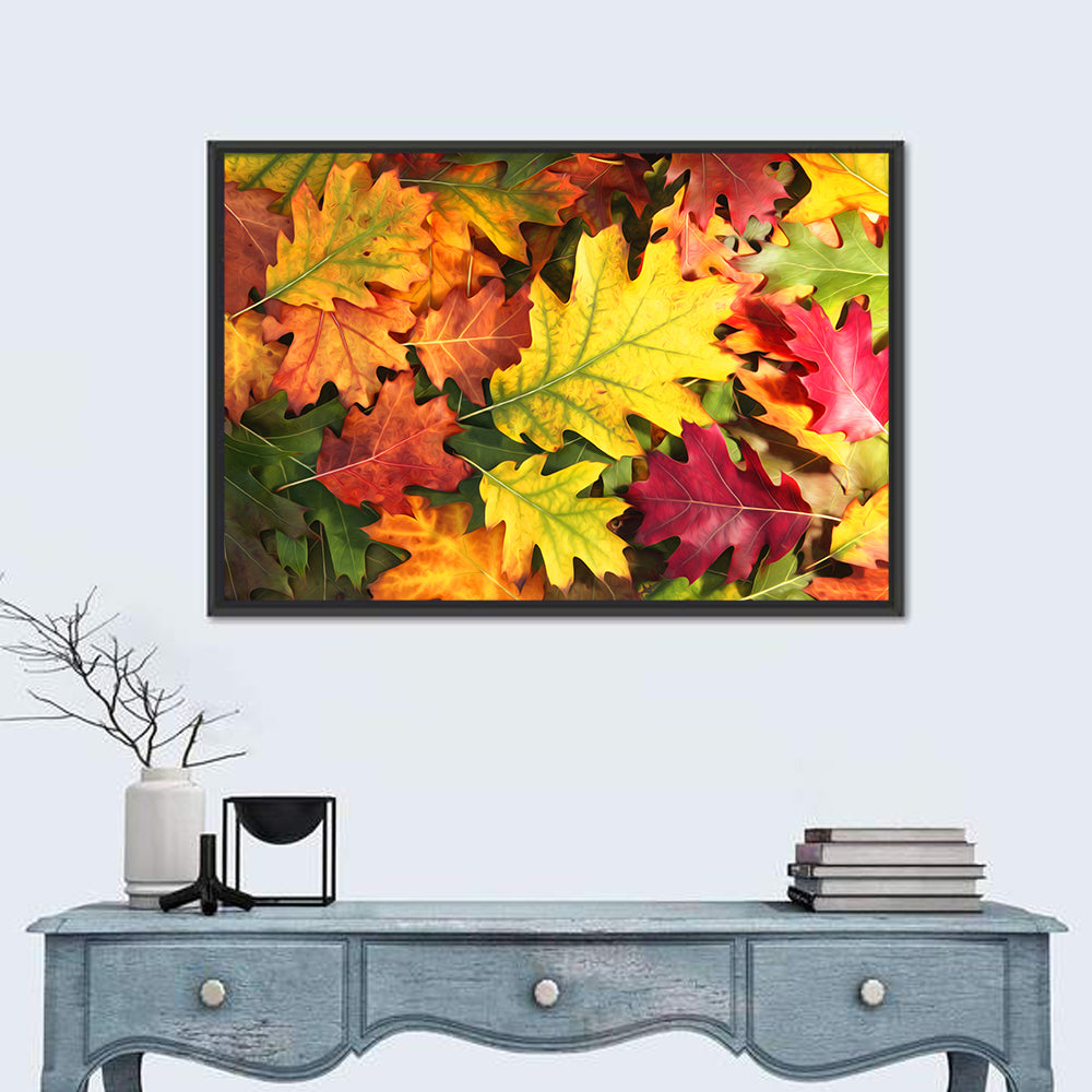 Painterly Autumn Oak Leaves Wall Art
