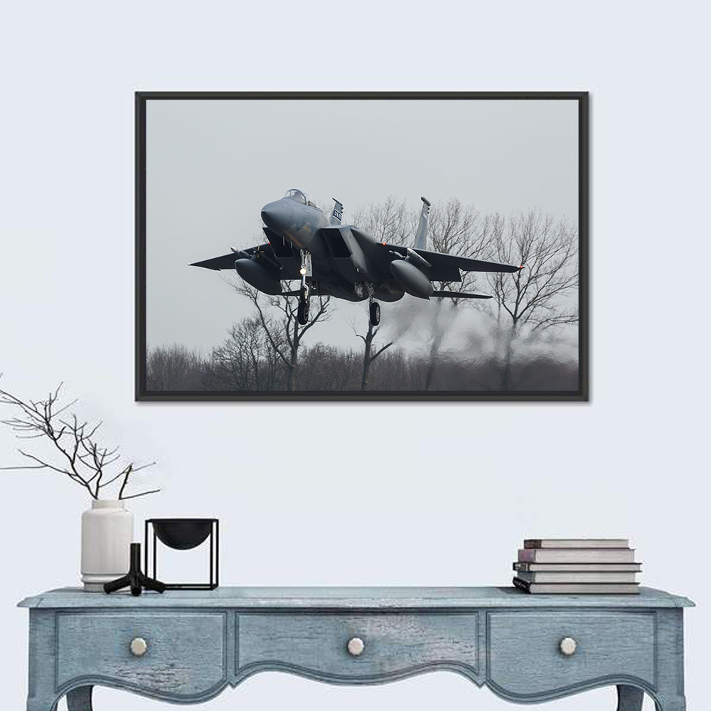 Usaf F-15 Eagle Landing Approach Wall Art in a room, landscape