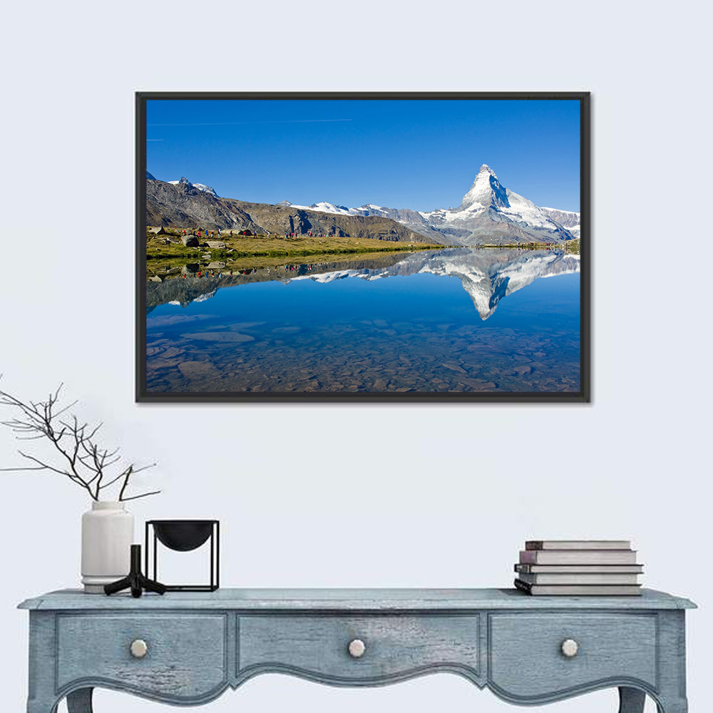 Matterhorn Lake Reflection Wall Art in a room, landscape