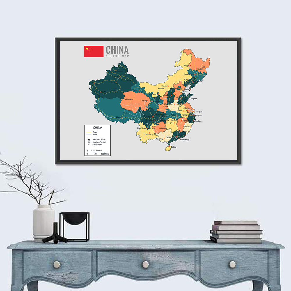 China Political Map Wall Art