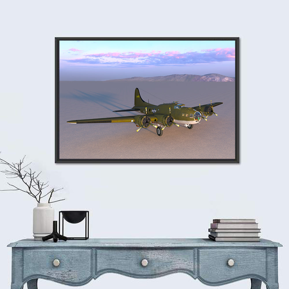 US Four-engine Propeller Bomber Wall Art in a room, landscape