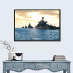 Naval Fleet at Golden Sunset Wall Art