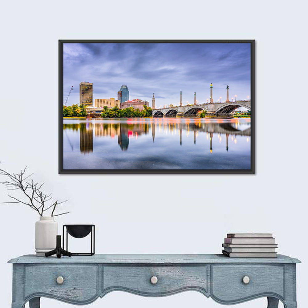 Springfield Skyline with Memorial Bridge Wall Art in a room, landscape