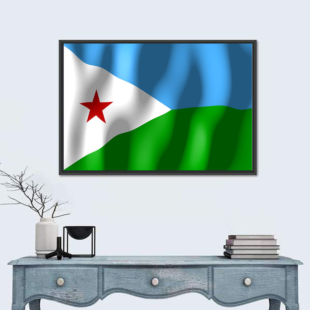 Flag of Djibouti Wall Art in a room, landscape