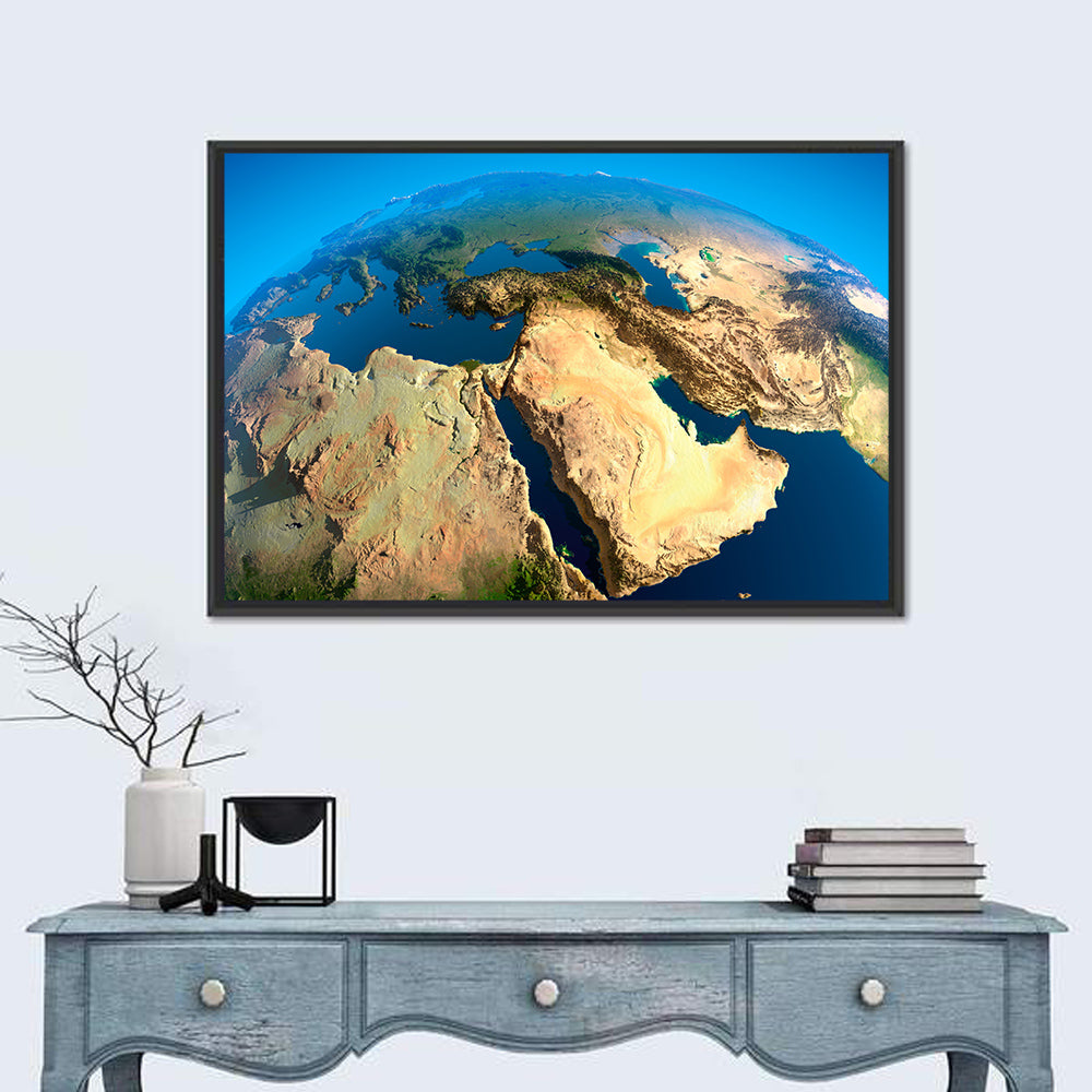 Satellite View of the Middle East Wall Art in a room, landscape