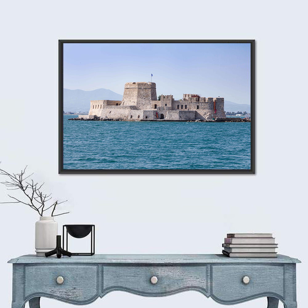 Bourtzi Castle at Sea, Nafplio Wall Art in a room, landscape