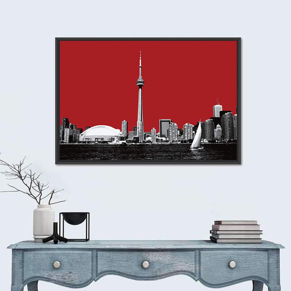 Toronto Skyline Silhouette Wall Art in a room, landscape