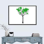 World Map Tree with Green Canopy Wall Art