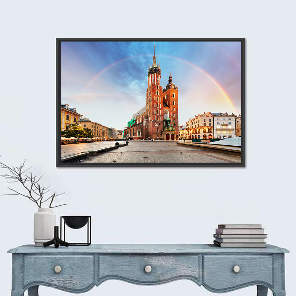 St. Mary's Basilica at Dusk, Krakow Wall Art in a room, landscape