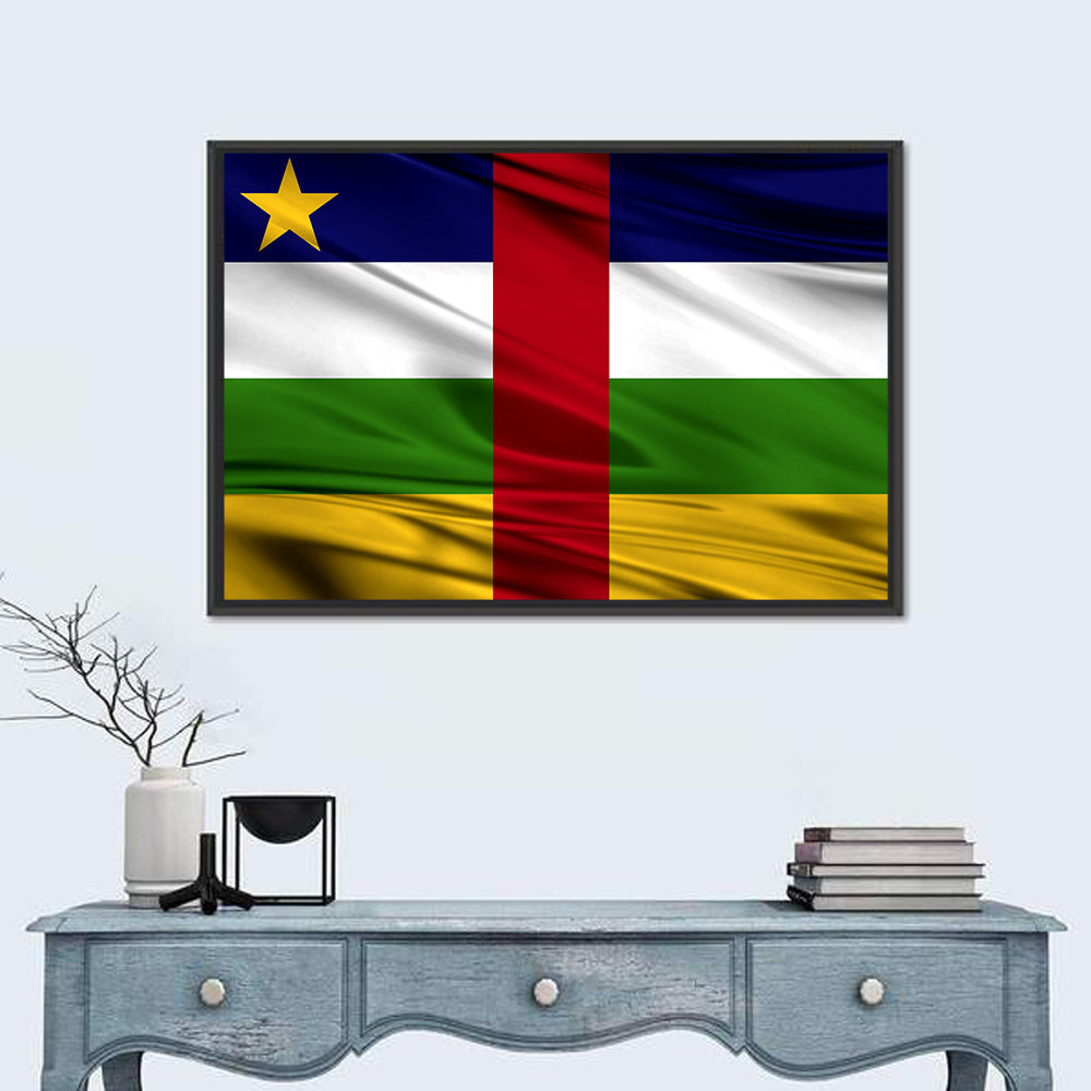 Central African Republic Flag Wall Art in a room, landscape
