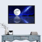 Moon and Milky Way Over Lake Wall Art