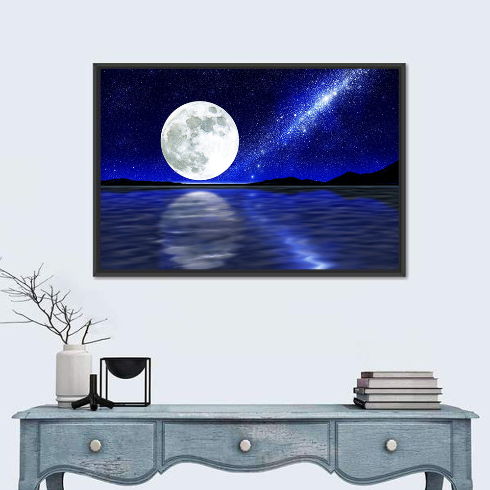 Moonlit Lake Reflection Wall Art