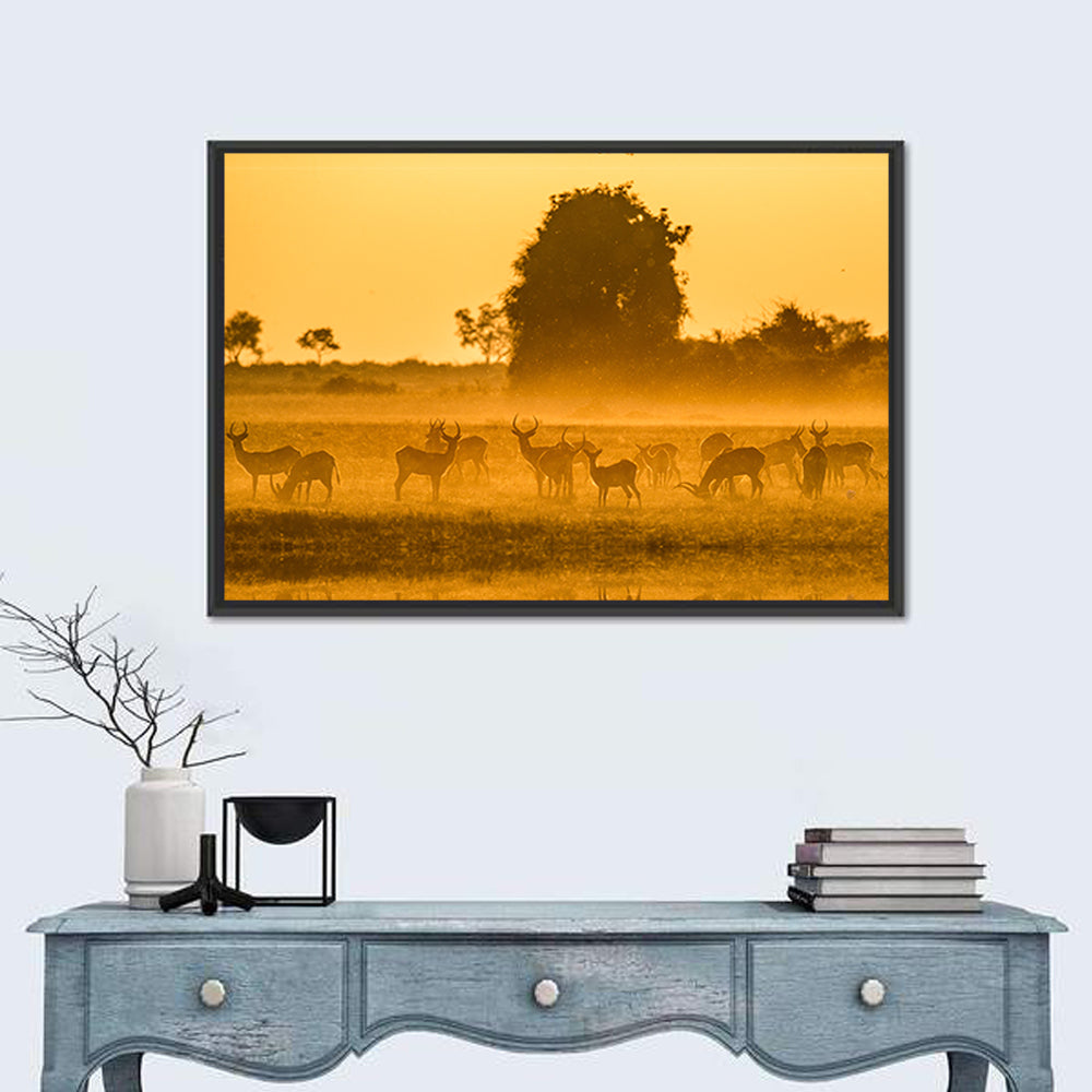 Antelope Herd at Golden Hour Wall Art