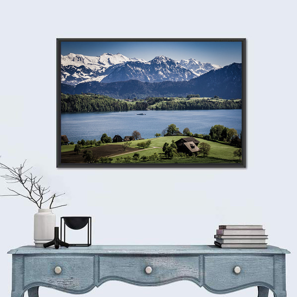 Alpine Lake View with Meadows Wall Art