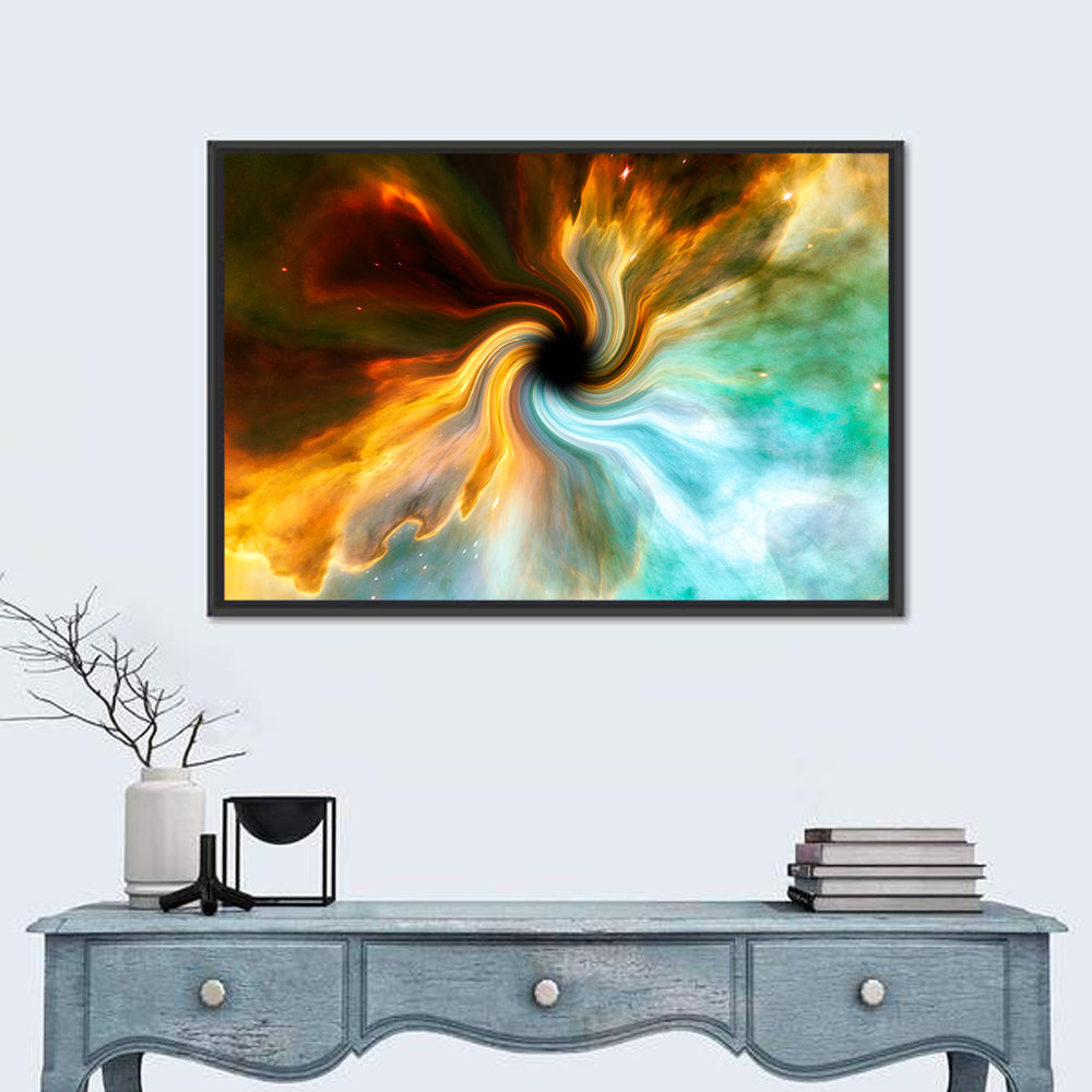 Black Hole Vortex Wall Art in a room, landscape